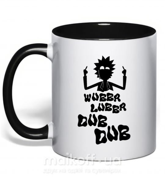 Чашка з кольоровою ручкою Rick WUBBA LUBBA DUB DUB Чорний фото