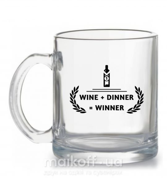Чашка скляна wine dinner winner Прозорий фото