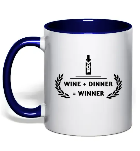 Чашка с цветной ручкой wine dinner winner Глубокий темно-синий фото