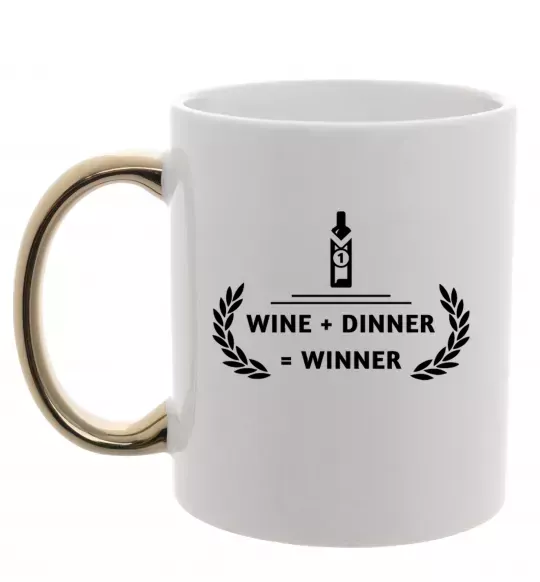 Чашка с цветной ручкой wine dinner winner Золото фото