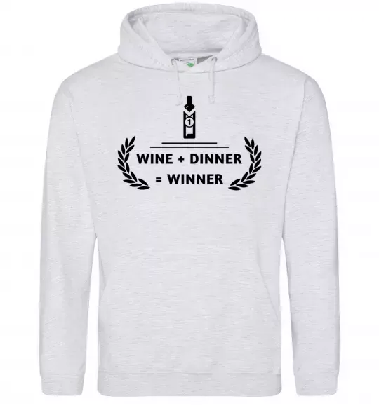 Чоловіча толстовка (худі) wine dinner winner Сірий меланж фото