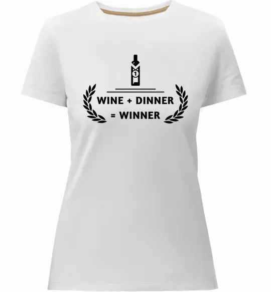 Жіноча преміум футболка wine dinner winner Білий фото