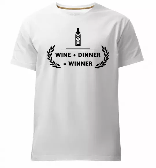 Мужская премиум футболка wine dinner winner Белый фото