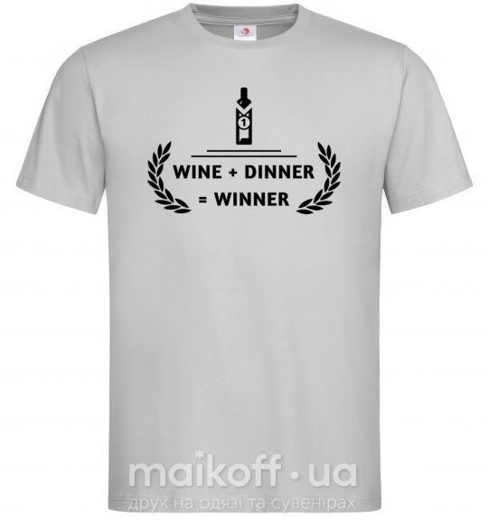 Мужская футболка wine dinner winner Серый фото