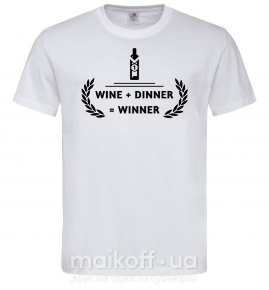 Чоловіча футболка wine dinner winner Білий фото