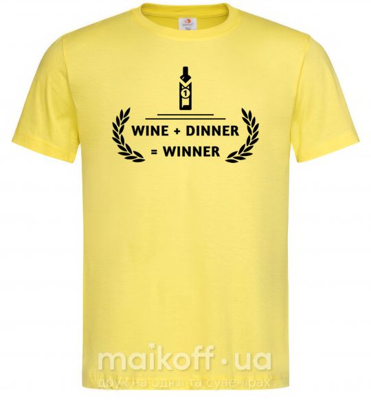 Чоловіча футболка wine dinner winner Лимонний фото