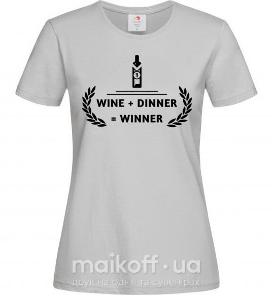 Женская футболка wine dinner winner Серый фото