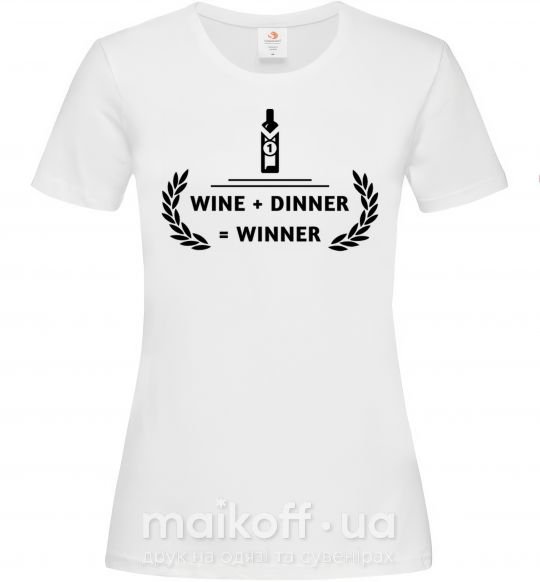 Жіноча футболка wine dinner winner Білий фото