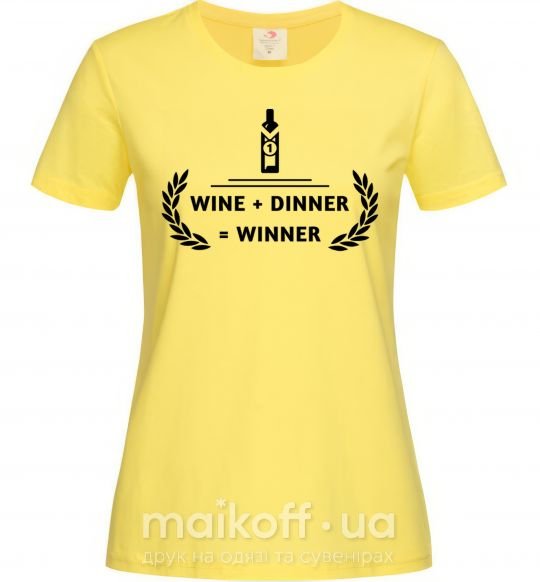 Жіноча футболка wine dinner winner Лимонний фото