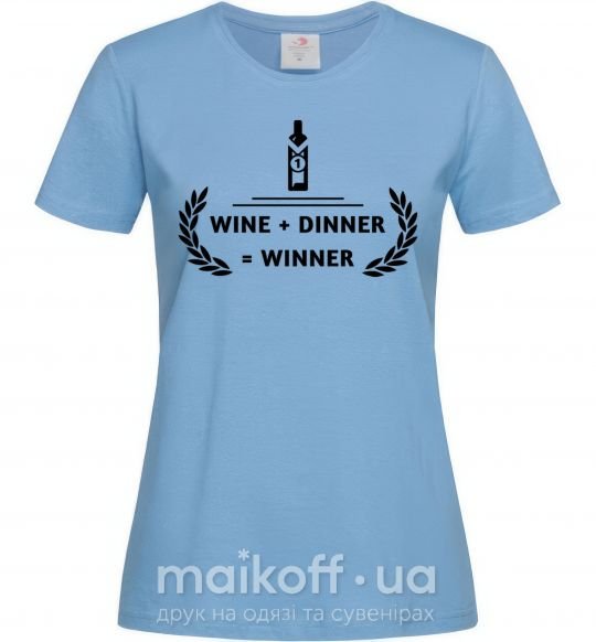 Жіноча футболка wine dinner winner Блакитний фото
