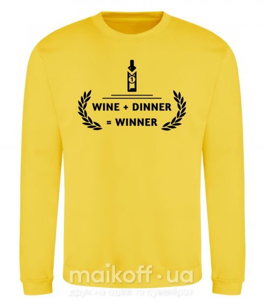 Світшот wine dinner winner Сонячно жовтий фото