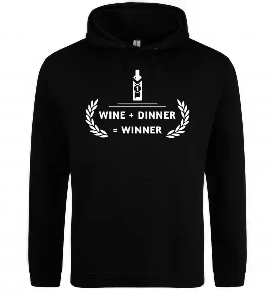Чоловіча толстовка (худі) wine dinner winner Чорний фото