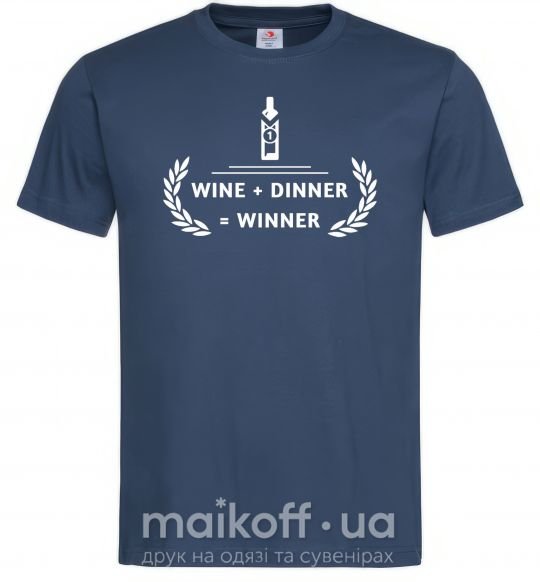 Чоловіча футболка wine dinner winner Темно-синій фото