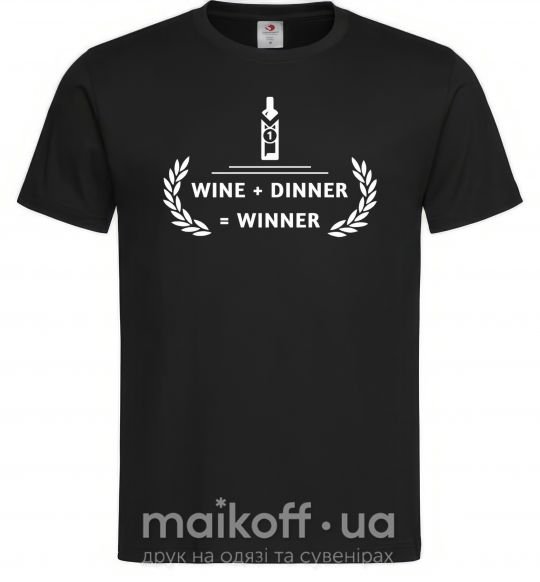 Чоловіча футболка wine dinner winner Чорний фото