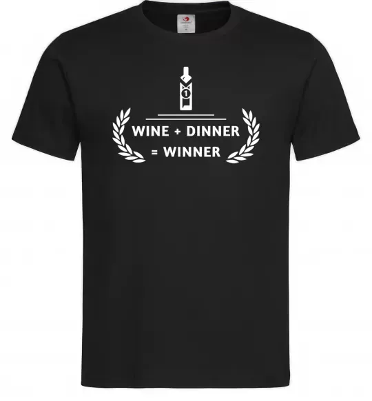 Чоловіча футболка wine dinner winner Чорний фото