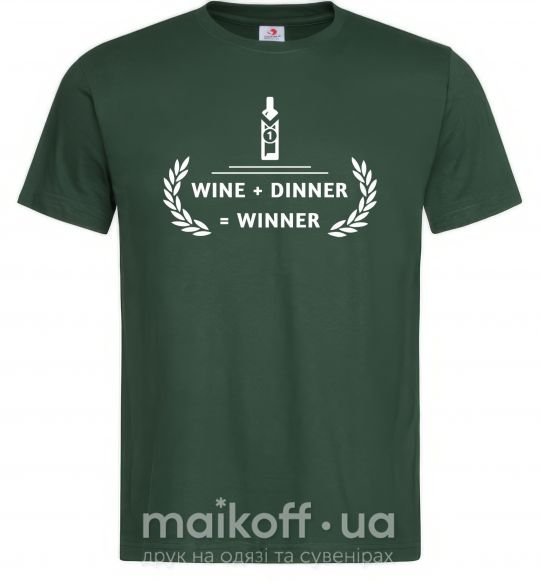 Чоловіча футболка wine dinner winner Темно-зелений фото