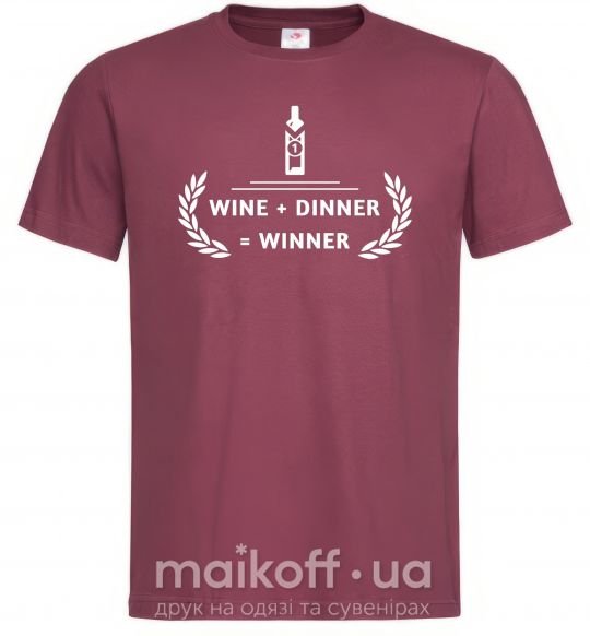 Чоловіча футболка wine dinner winner Бордовий фото