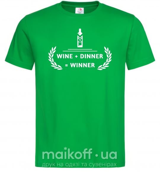 Мужская футболка wine dinner winner Зеленый фото