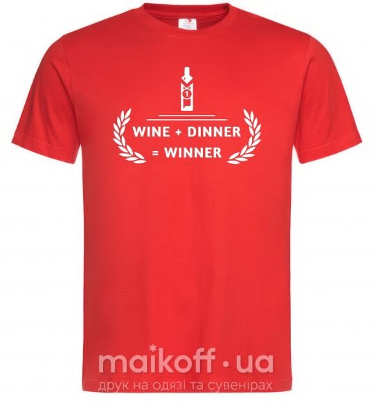 Чоловіча футболка wine dinner winner Червоний фото