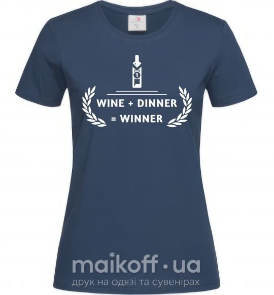 Женская футболка wine dinner winner Темно-синий фото