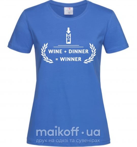 Жіноча футболка wine dinner winner Яскраво-синій фото