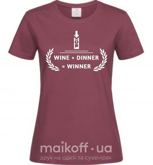 Жіноча футболка wine dinner winner Бордовий фото