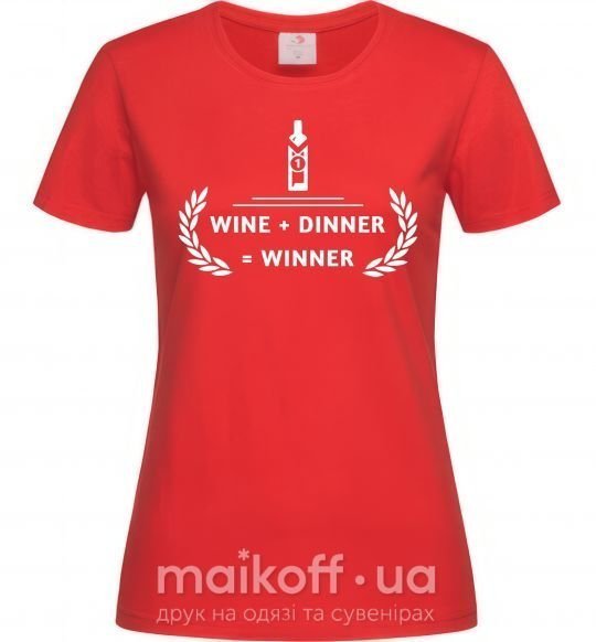 Жіноча футболка wine dinner winner Червоний фото