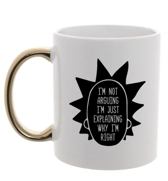 Чашка с цветной ручкой Рік і Морті im not arguing силует Золото фото