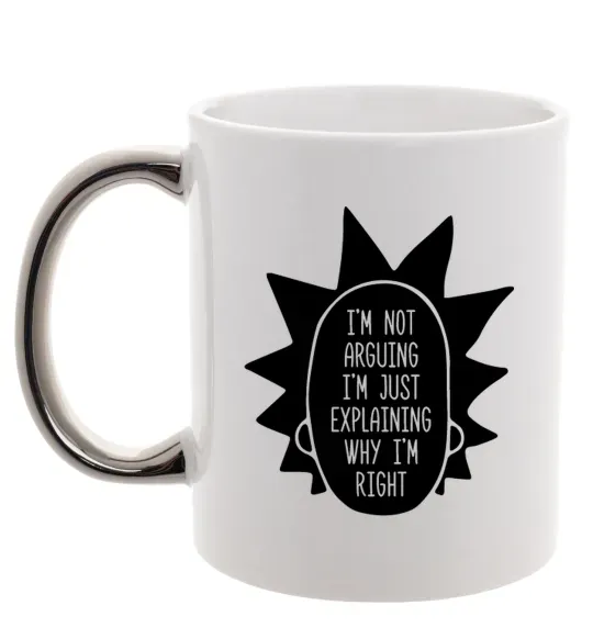 Чашка с цветной ручкой Рік і Морті im not arguing силует Серебро фото