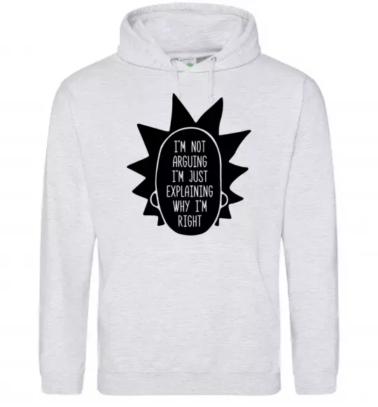 Чоловіча толстовка (худі) Рік і Морті im not arguing силует Сірий меланж фото