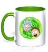 Чашка с цветной ручкой Рик и морти RIck and Morty портал Зеленый фото