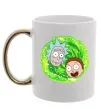 Чашка з кольоровою ручкою Рік і Морті RIck and Morty портал Золото фото