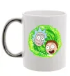 Чашка з кольоровою ручкою Рік і Морті RIck and Morty портал Срібло фото