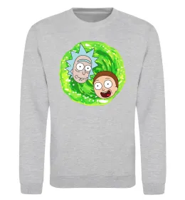 Світшот Рік і Морті RIck and Morty портал Сірий меланж фото
