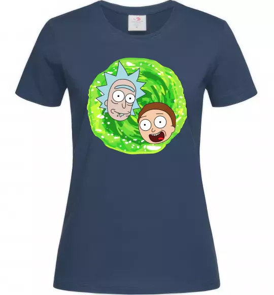 Женская футболка Рік і Морті RIck and Morty портал Темно-синий фото