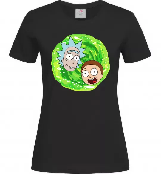 Женская футболка Рік і Морті RIck and Morty портал Черный фото