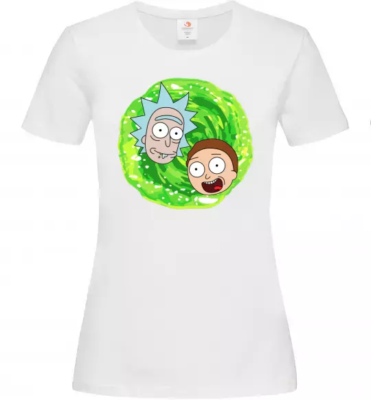 Женская футболка Рік і Морті RIck and Morty портал Белый фото