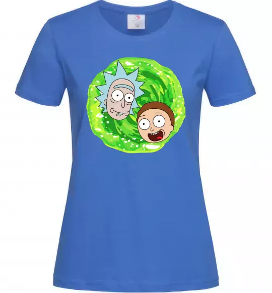 Женская футболка Рік і Морті RIck and Morty портал Ярко-синий фото
