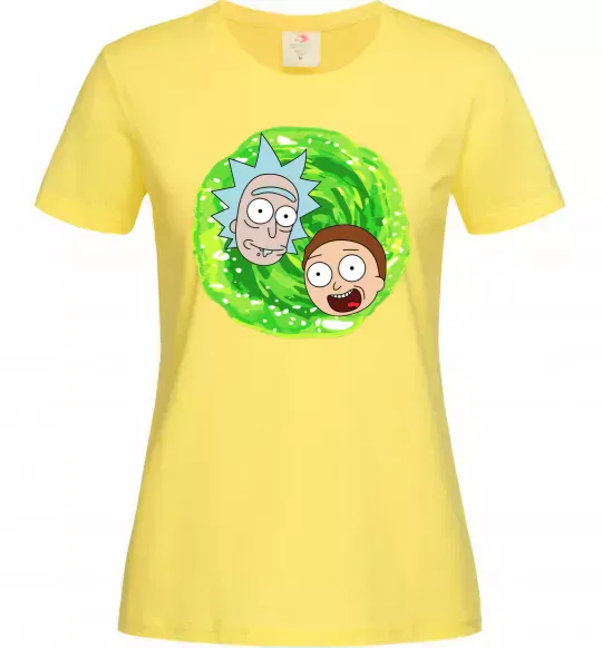 Женская футболка Рік і Морті RIck and Morty портал Лимонный фото