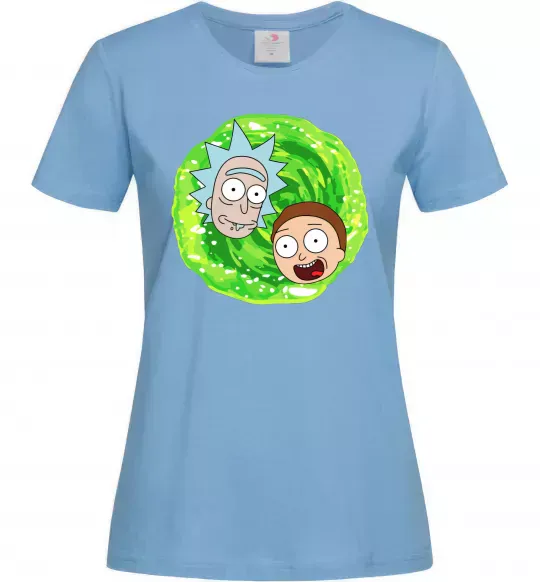 Женская футболка Рік і Морті RIck and Morty портал Голубой фото