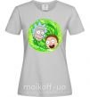 Жіноча футболка Рик и морти RIck and Morty портал Сірий фото