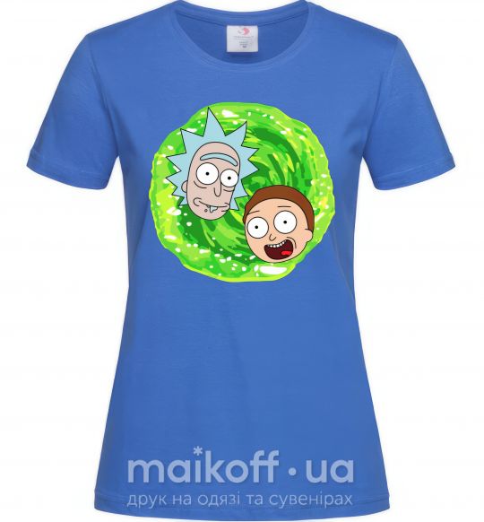 Жіноча футболка Рик и морти RIck and Morty портал Яскраво-синій фото