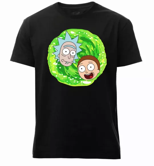 Чоловіча преміум футболка Рік і Морті RIck and Morty портал Чорний фото