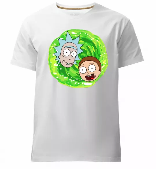 Чоловіча преміум футболка Рік і Морті RIck and Morty портал Білий фото