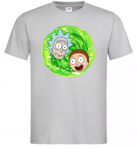 Чоловіча футболка Рік і Морті RIck and Morty портал Сірий фото