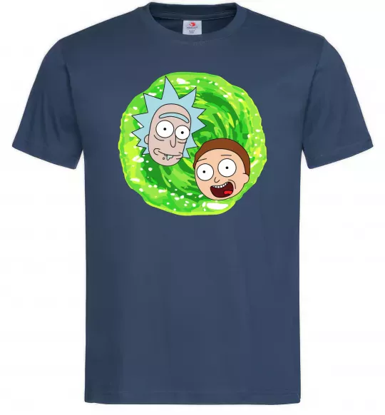 Чоловіча футболка Рік і Морті RIck and Morty портал Темно-синій фото