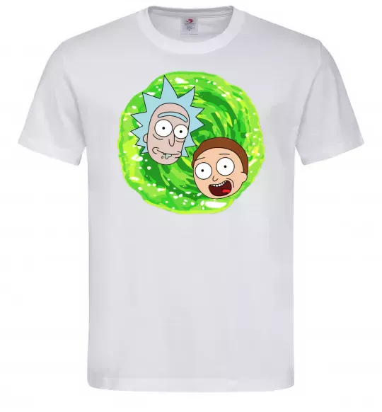 Чоловіча футболка Рік і Морті RIck and Morty портал Білий фото