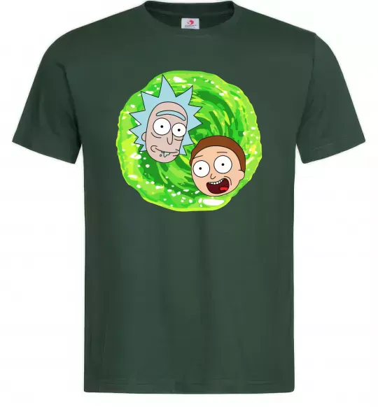 Чоловіча футболка Рік і Морті RIck and Morty портал Темно-зелений фото