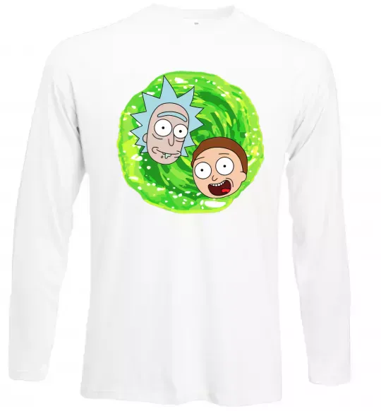 Лонгслів Рік і Морті RIck and Morty портал Білий фото