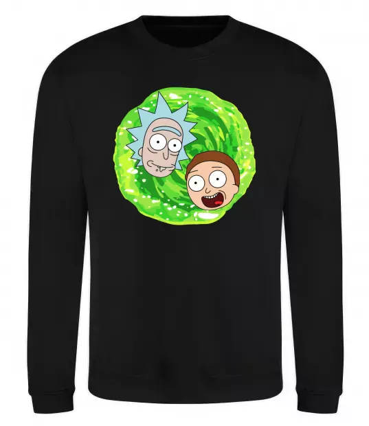 Світшот Рік і Морті RIck and Morty портал Чорний фото